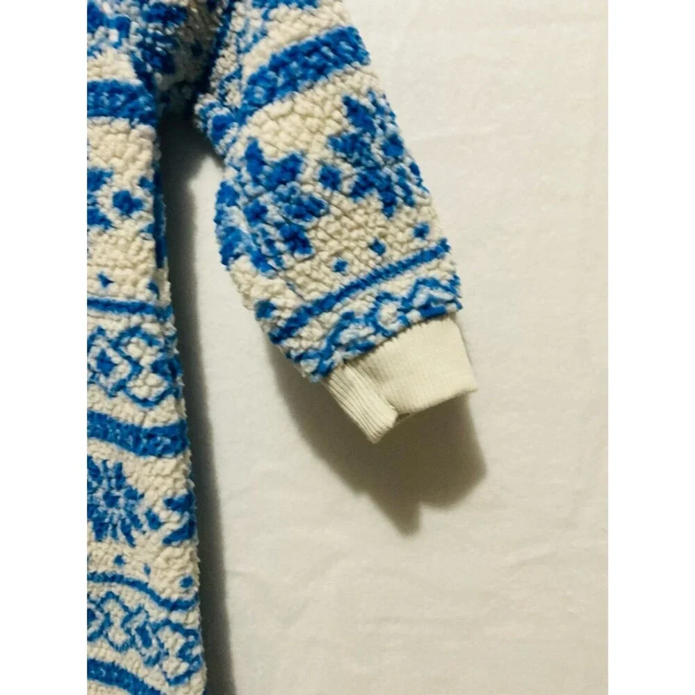 Carter's 24M Baby Boy Blue Nordic Snowflake Sherpa Fleece One-Piece Pajama Pram
